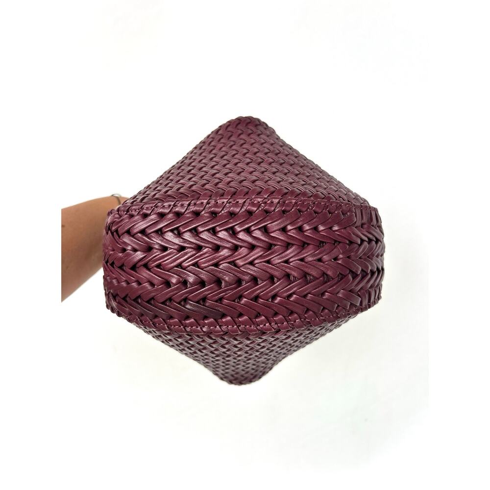 AMANU Zambia Oxblood Woven Leather Purse Handbag Burgundy Clutch Small - Picture 8 of 14